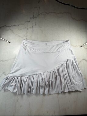 Kyodan White Asymmetrical Pleated Active Skirt